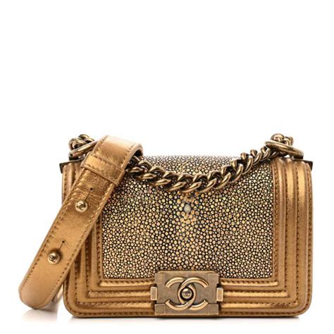 chanel boy mini stingray|CHANEL Galuchat Stingray Mini Boy Flap Gold .